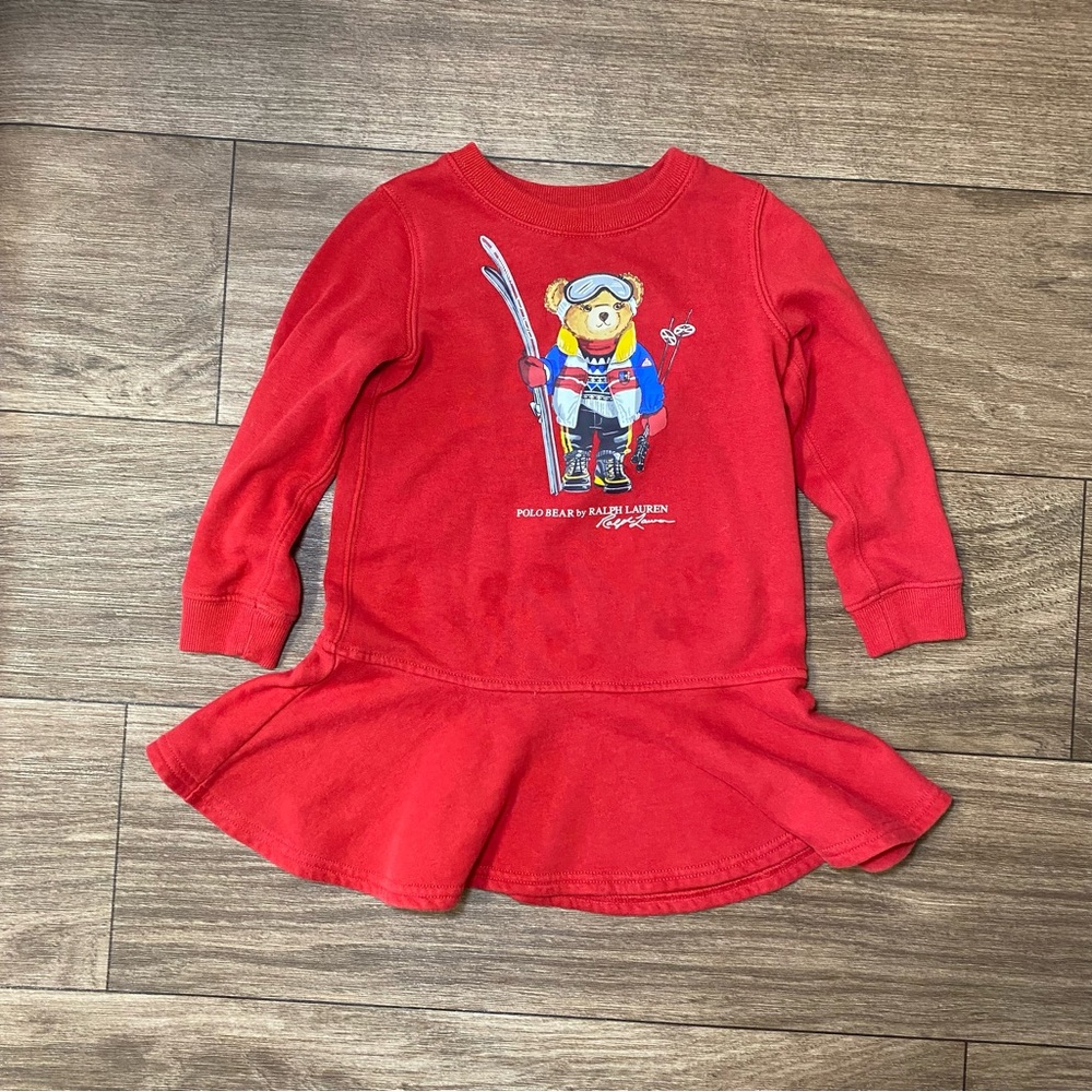 Polo Ralph Lauren Girls Red Ski Bear Dress Size 3/3T